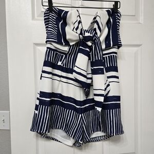 Lulu's Navy & White Strapless Romper